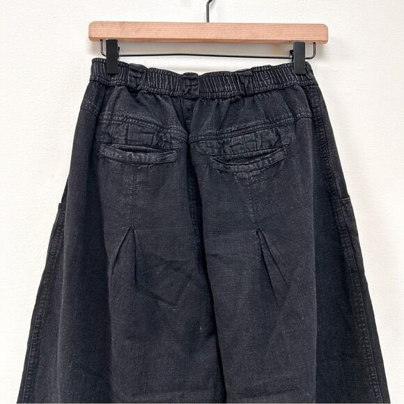 Free People Lotta Love Linen Trouser Tapered Balloon Wide Leg Pants Black sz 0 - Picture 7 of 12